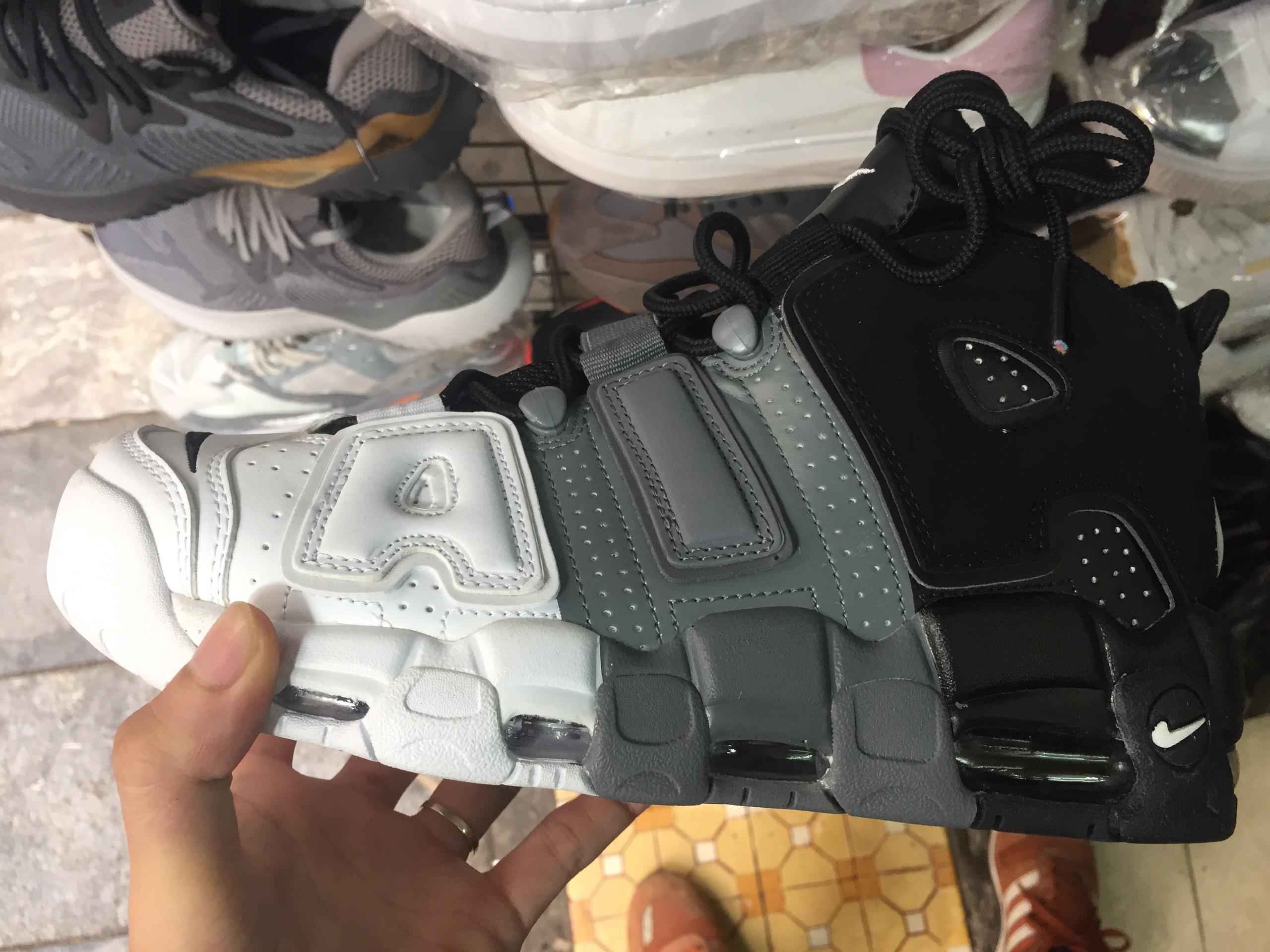 (Full box + Tặng móc khóa) Giày thể thao AIR UPTEMPO Đen Xám Trắng