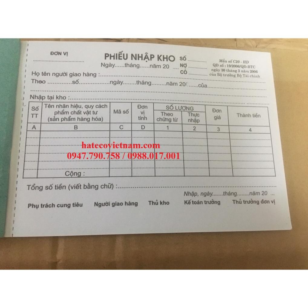 Phiếu Nhập kho 1 liên A5 Bãi Bằng