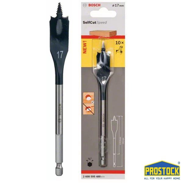Mũi khoan (khoét) gỗ đuôi cá Bosch 17mm 2608595488