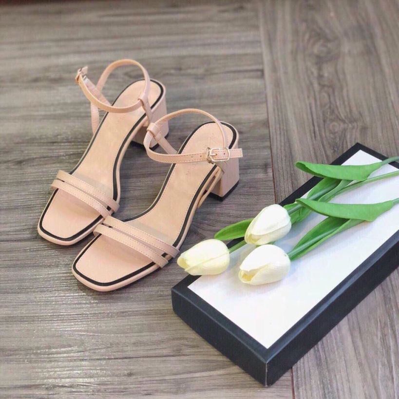 Sandal cao gót nữ 2 quai mảnh gót vuông 6cm dáng hàn quốc - 156 giá rẻ