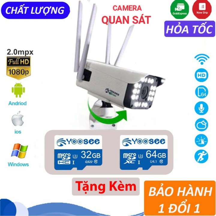 kèm thẻ 32gb 64gb camera yoosee camera wifi 3 0 ngoài trời xoay 360