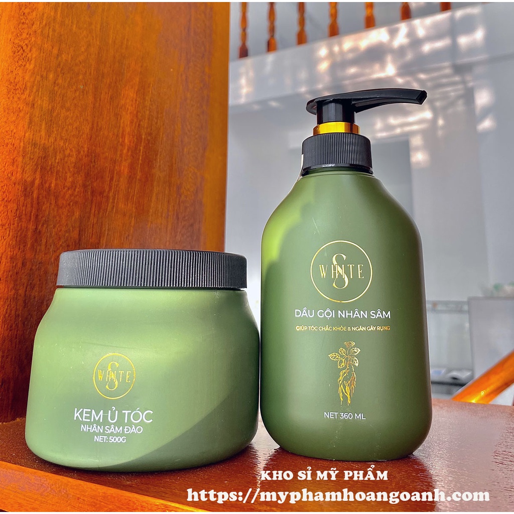 Bộ dầu gội - kem ủ tóc nhân sâm đào swhite hàng chính hãng chuyên dùng cho spa