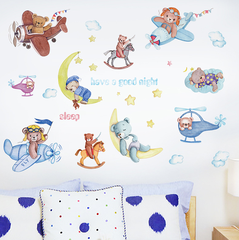 Decal dán tường trang trí - have a goodnight gấu con đáng yêu