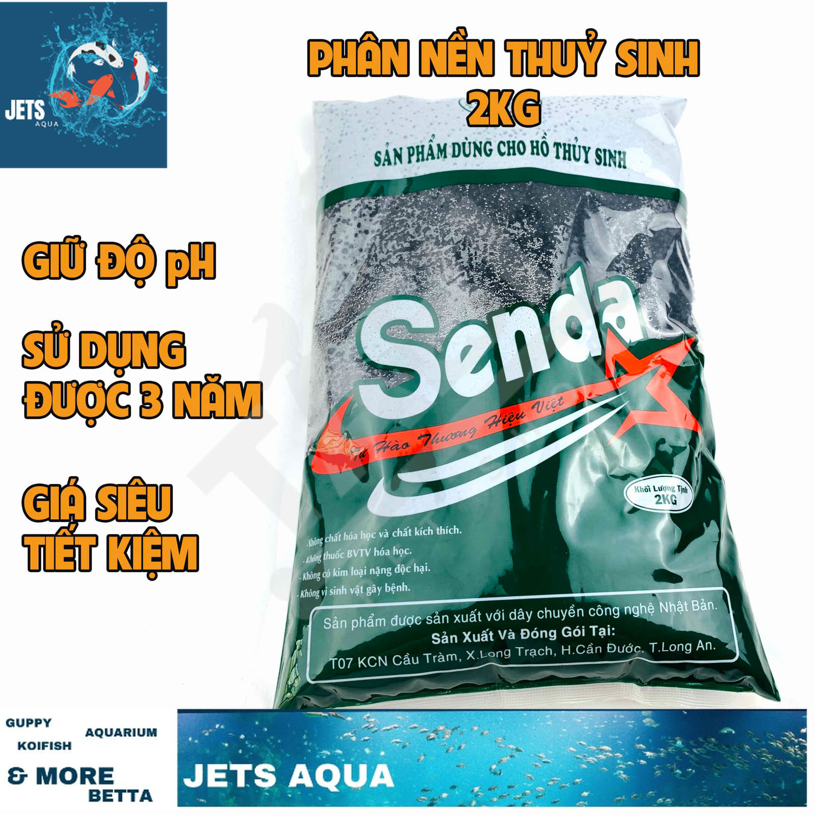 Bịch 2KG Phân Nền Thuỷ Sinh Senda Hạt Không Nhũng Rắn Chắc Dùng Trồng Cây Hồ Cá Thuỷ Sinh