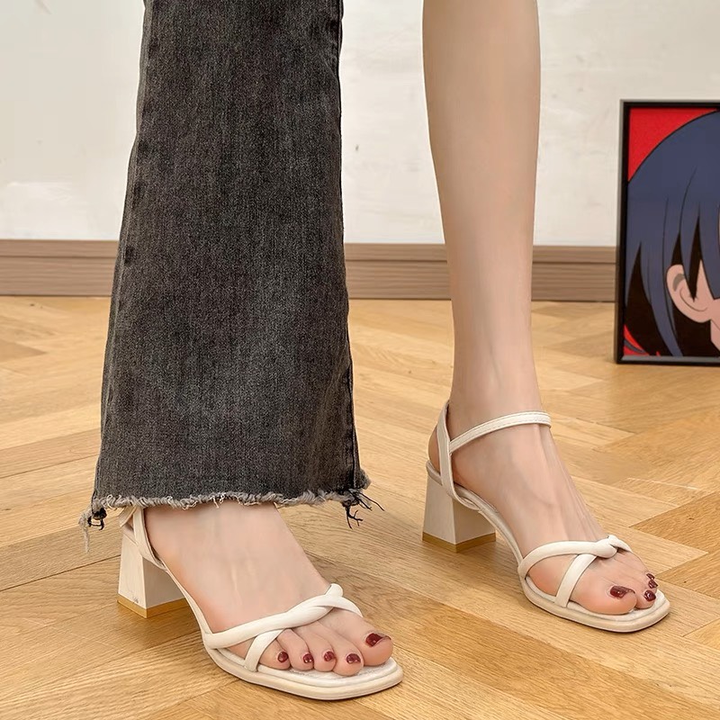 Sandal Cao Gót 7P quai chéo Giày Cao Gót Đế Vuông Basic  G99