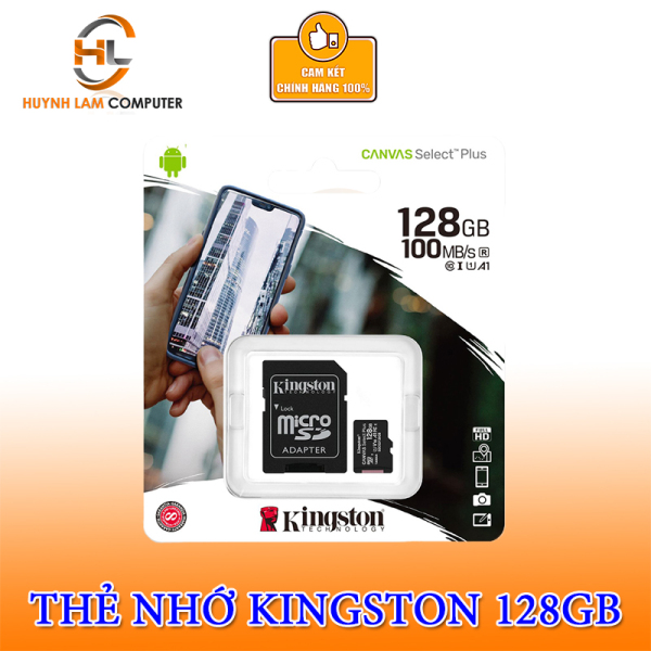 Thẻ nhớ 128GB Kingston Micro SDHC CANVAS Select Plus 100MB/s Chính hãng FPT Phân Phối