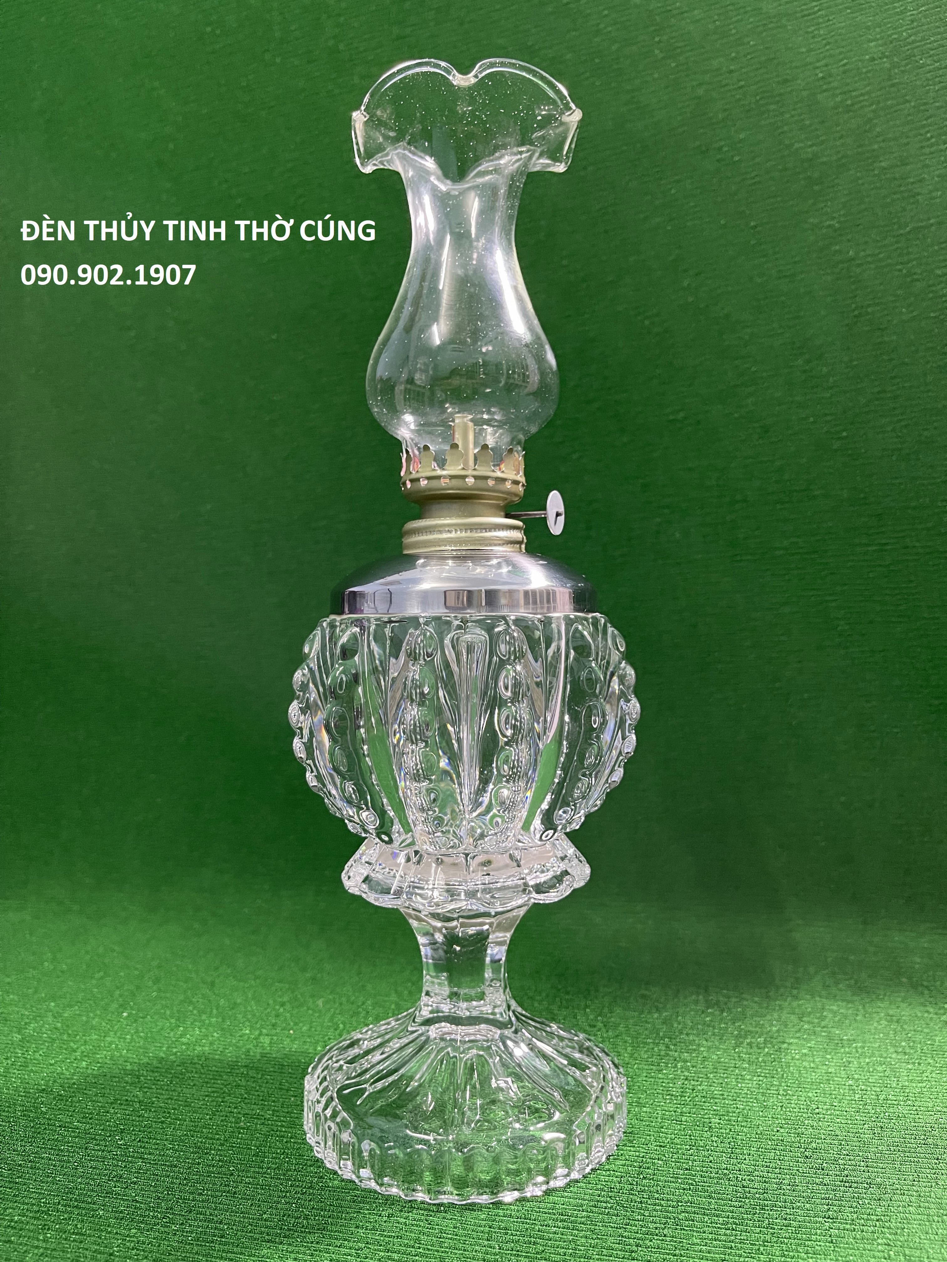 ĐÈN THỦY TINH THỜ CÚNG - KHẾ CHÂN