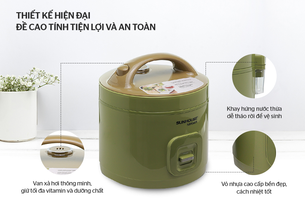 Nồi cơm điện 1,2L Sunhouse Mama SHD8265G