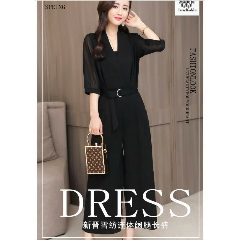 [HCM]Jumpsuit cổ V tay voan thanh lịch