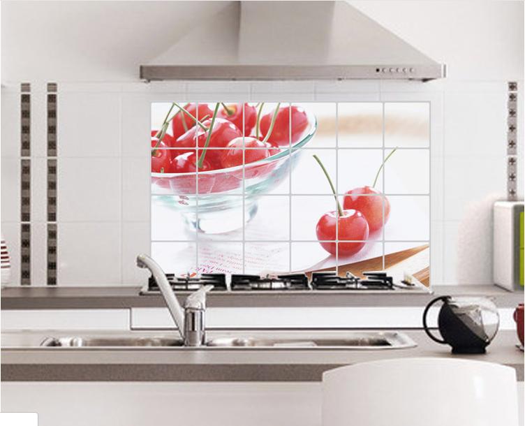 Decal dán bếp tráng nhôm - Trái Cherry Đỏ