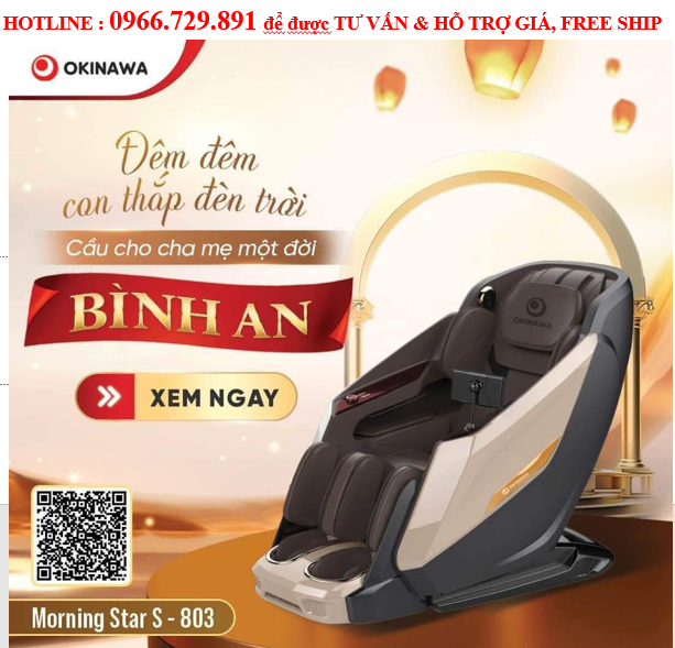 SALE 50% FREESHIP QUÀ TẶNG Ghế Massage toàn thân cao cấp Nhật Bản Okinawa OS 803 - Công nghệ 7D, kéo giãn đỉnh kao, chân điện tự động, đk giọng nói