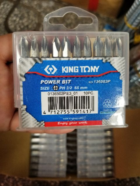 Mũi bắn vít 2 đầu 4 cạnh (bake) kingtony: (+)2 x 65mm