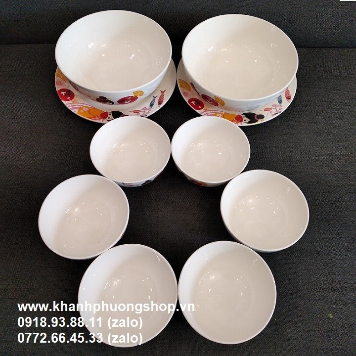 [HCM]bộ chén tô dĩa sứ trắng - chén tô dĩa sứ
