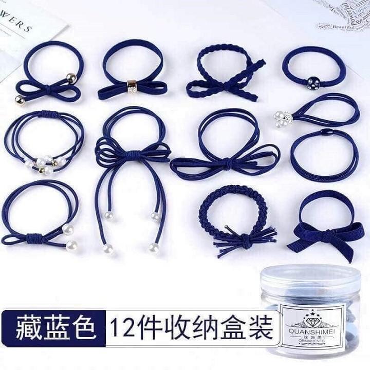 Thun cột tóc 12 sợi - thun cột tóc 12 kiểu - thun cột tóc dễ thương