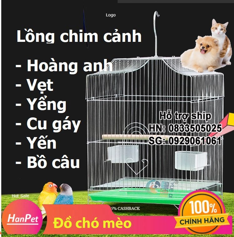 Lồng chim inox size 55cm chuồng dùng cho mọi loại chim cảnh đủ phụ kiện