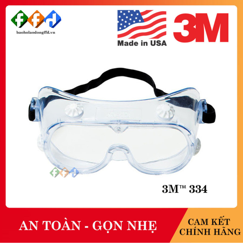 Kính bảo hộ chống hóa chất 3M 334 Mắt kính chống tia UV,chống khói bụi,trầy xước,bảo vệ mắt,đeo được kính cận viễn [FFD]