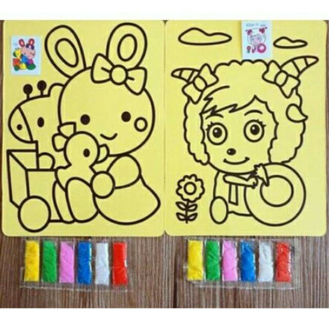 Tranh cát a5 (10 tranh khác mẫu kèm cát)