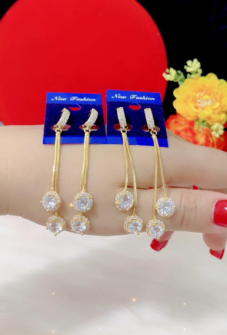 Bông tai nữ tòn ten mạ 18k cao cấp E596
