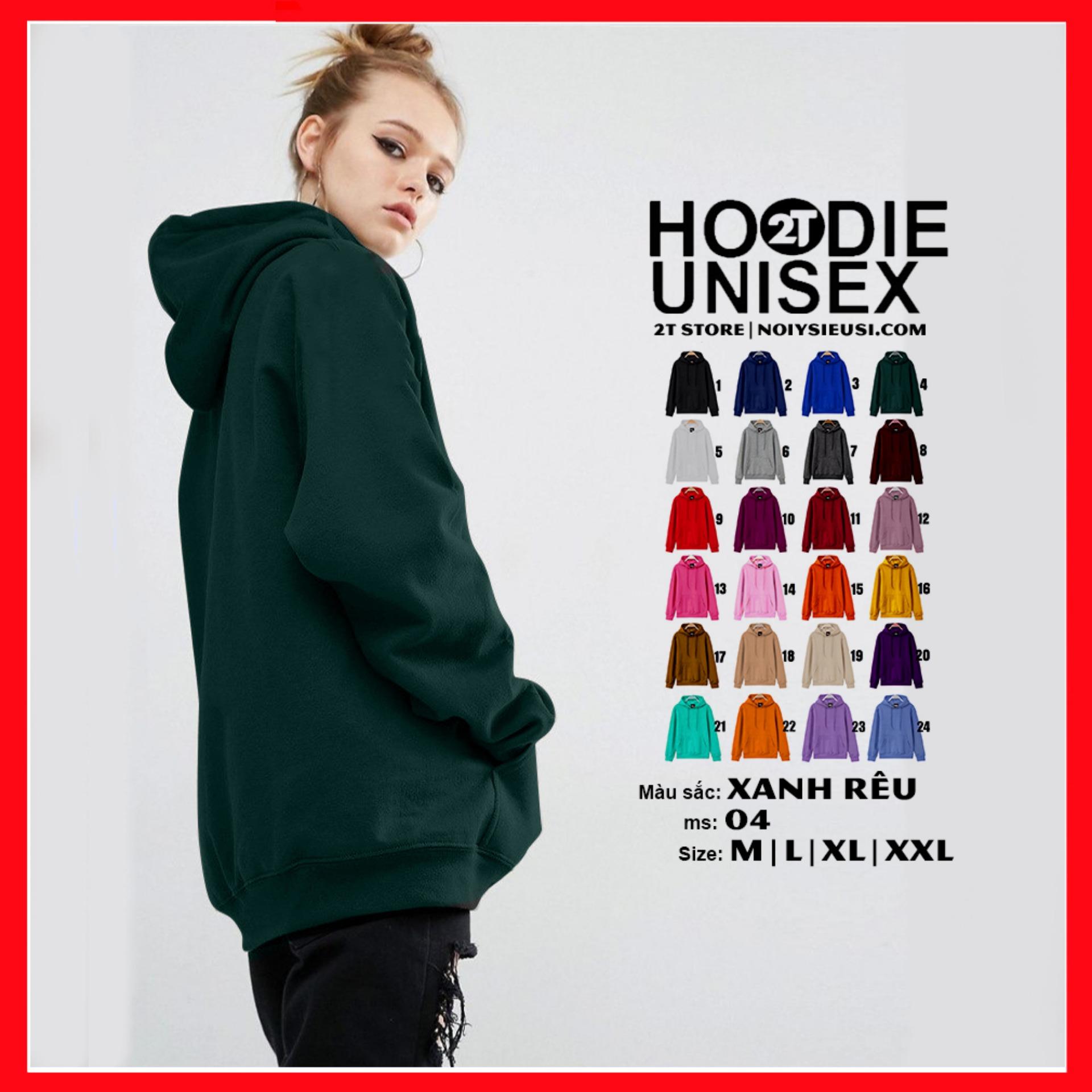 [4.4 HOÀN TIỀN 15%][HCM]ÁO KHOÁC HOODIE TRƠN UNISEX 2T STORE - XANH RÊU