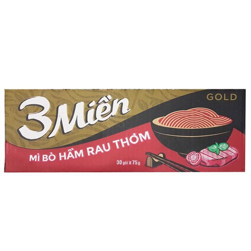 MÌ BA MIỀN BÒ HẦM RAU THƠM THÙNG 30 GÓI