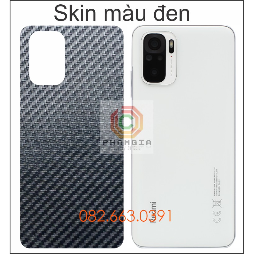 Miếng dán mặt lưng skin carbon xiaomi redmi note 10 / note 10s / note 10 pro