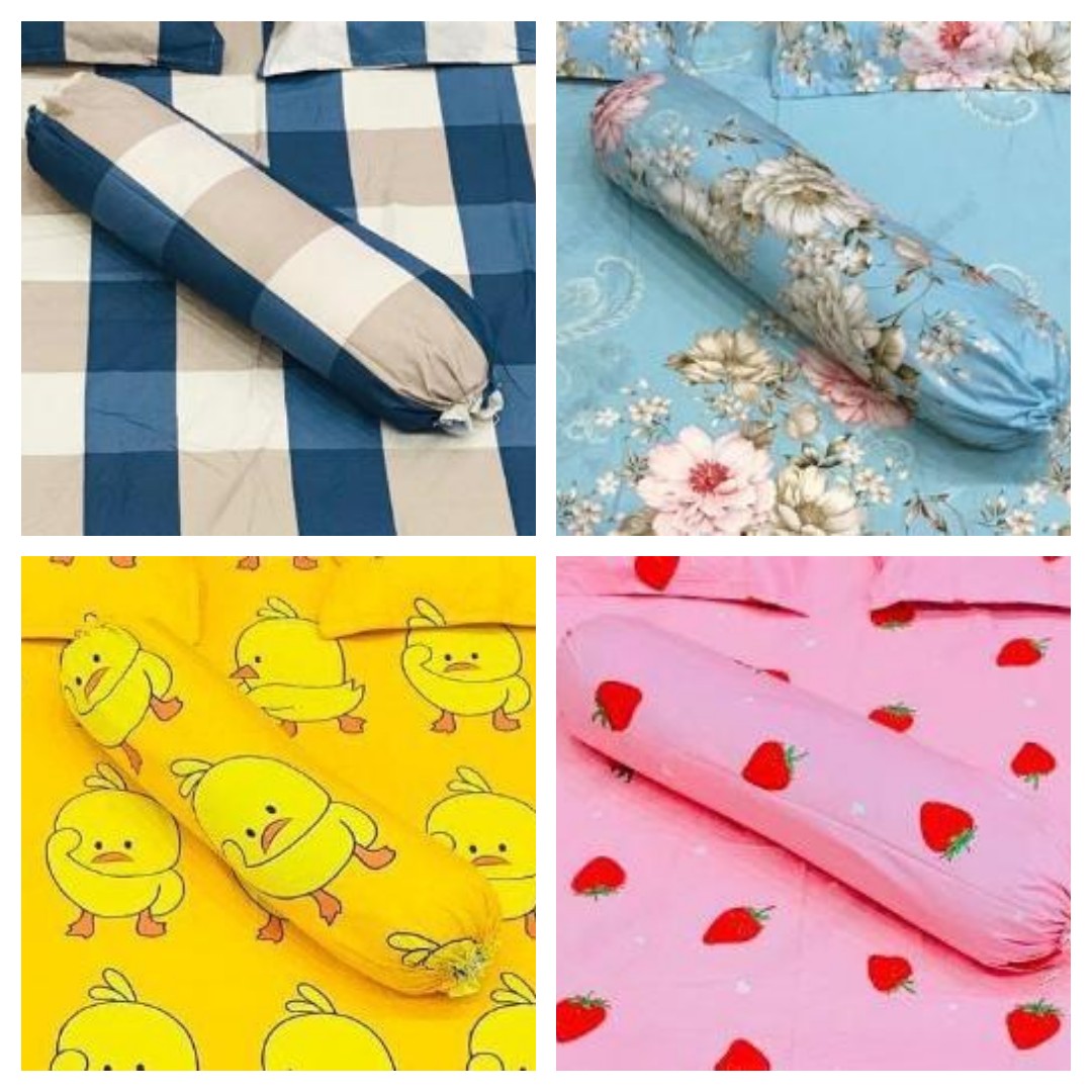 Vỏ gối ôm cotton poly họa tiết 35x100cm,m444