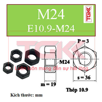 Đai ốc thép đen 10.9