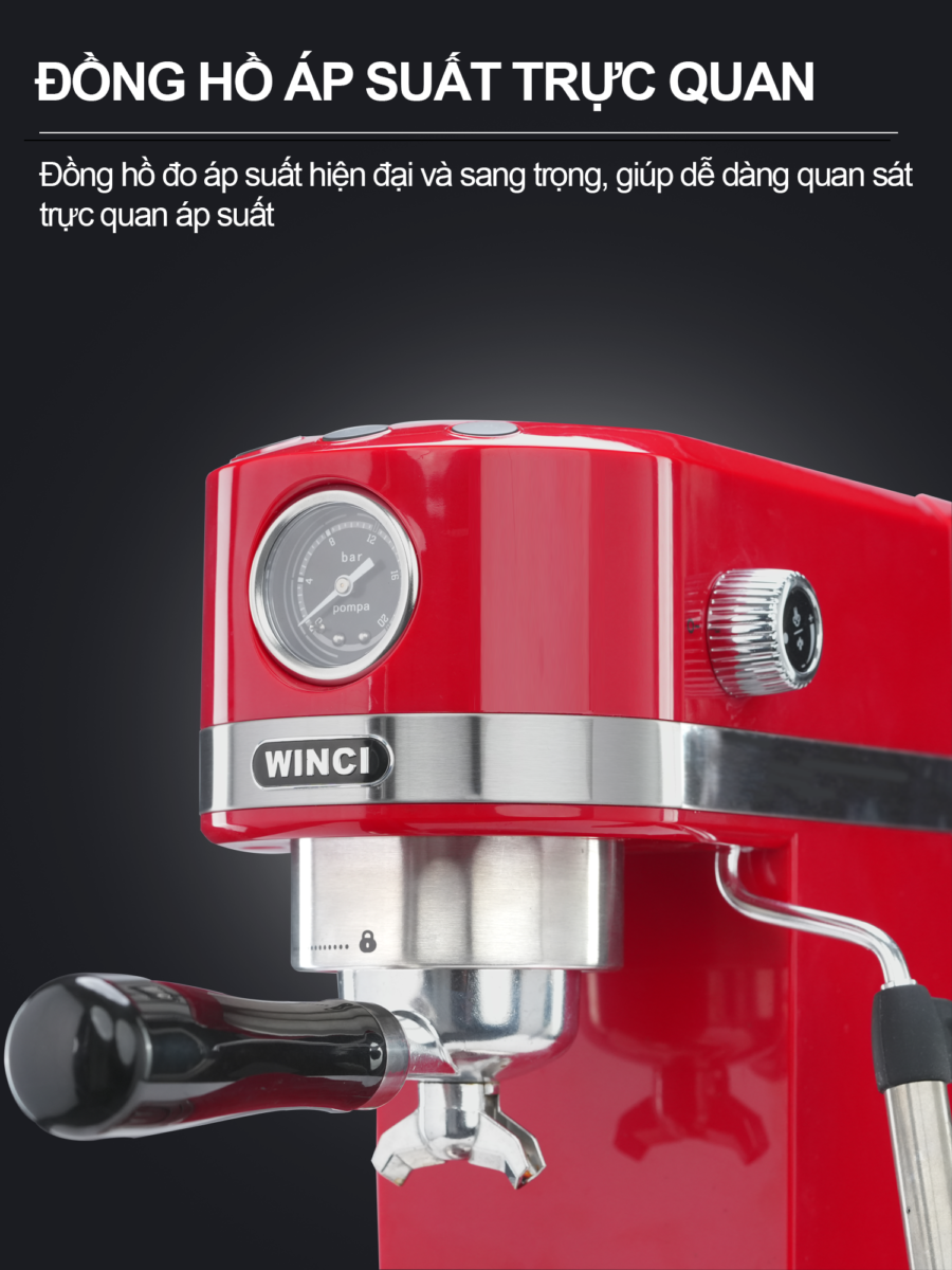 Máy pha cà phê Espresso, Capuchino, Latte Winci EM3012, bảo hành 24 tháng