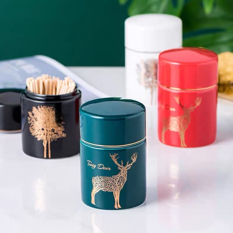 (HÀNG CÓ SẴN) Hũ, Lọ Đựng Tăm Gốm Sứ Hình Hươu