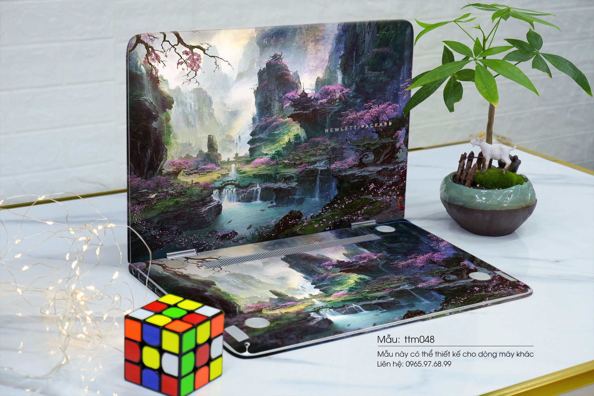 Decal Skin dán Laptop HP mẫu Tranh thủy mặc (inbox mã máy cho shop)