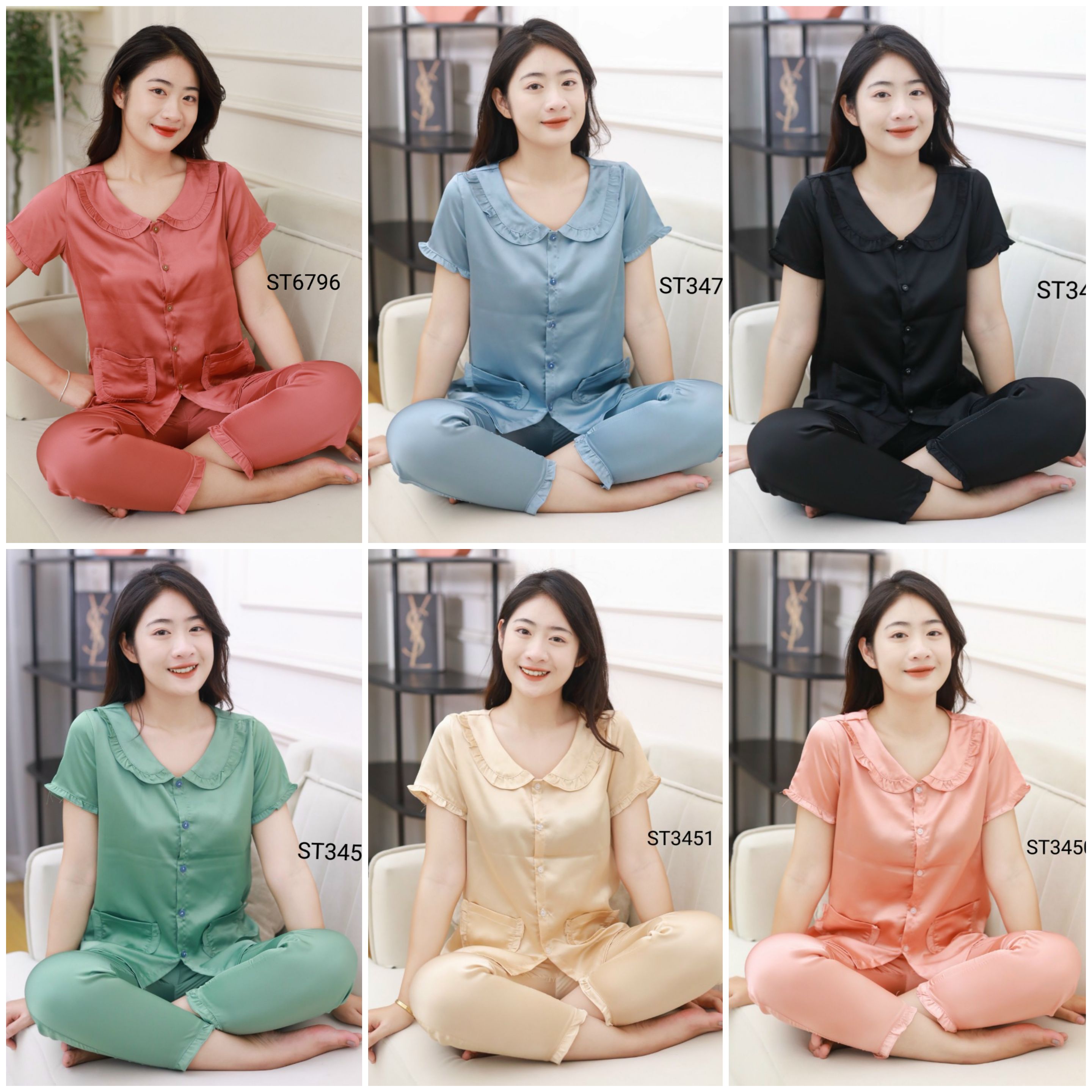 [Bunnysky] Đồ bộ mặc nhà nữ, quần áo nữ lụa satin mềm mịn 3 màu