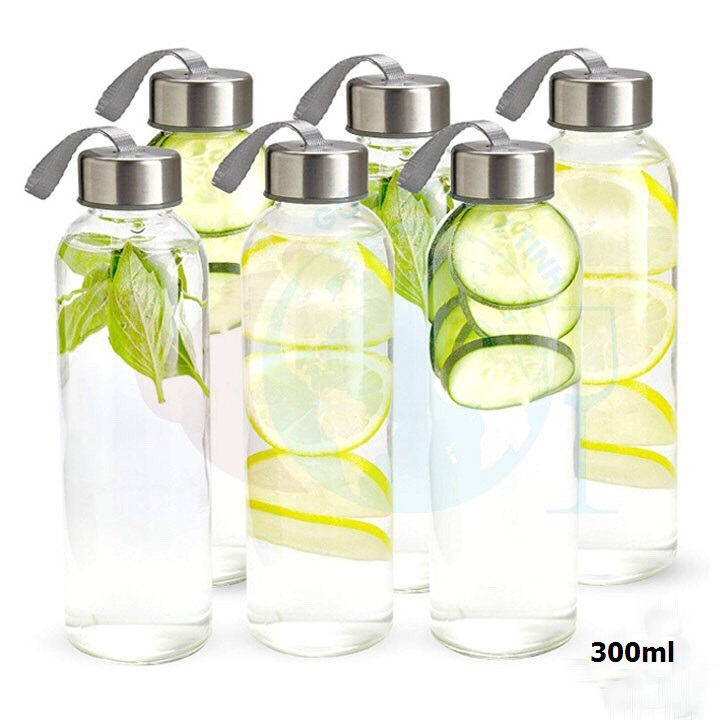 Combo 10 lọ thủy tinh dây xách 300ml nắp bạc