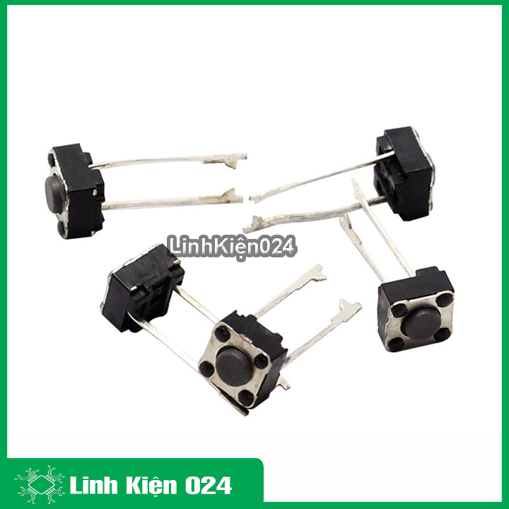 Combo 10 nút nhấn 2 chân vuông đen 6x6x5mm