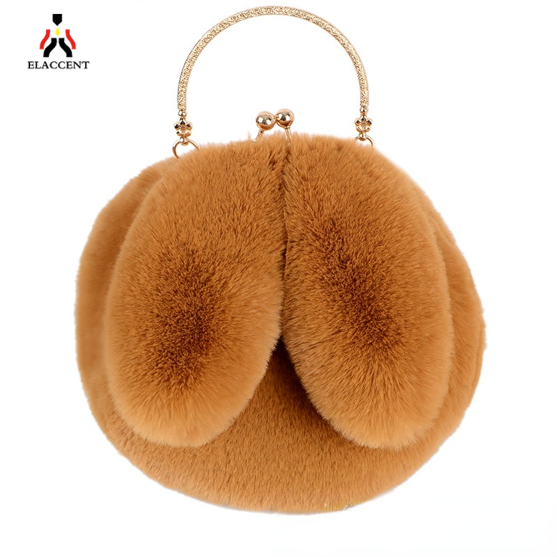 ELACCENT⚡Free shipping⚡ELACCENT🔥Velvet bag female portable taytrái heart she gáicông Princess nhỏtai thỏ2022túi handbag female fashion high-end unpopular