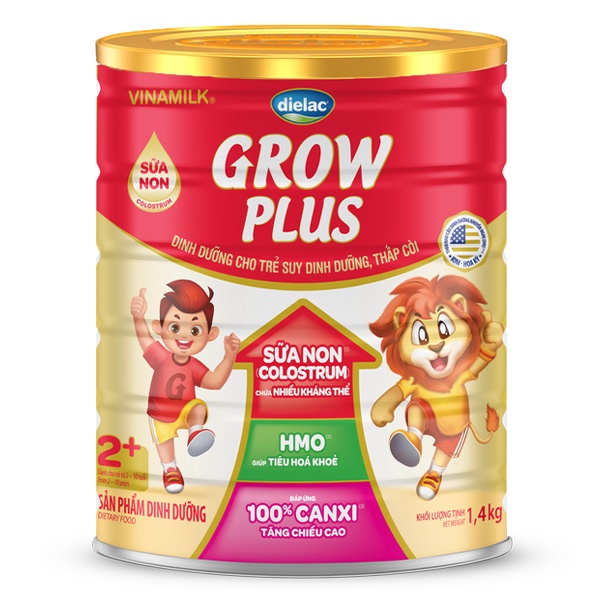 Dielac Grow Plus 2+ 1.4kg ( Mẫu Mới Sữa Non )