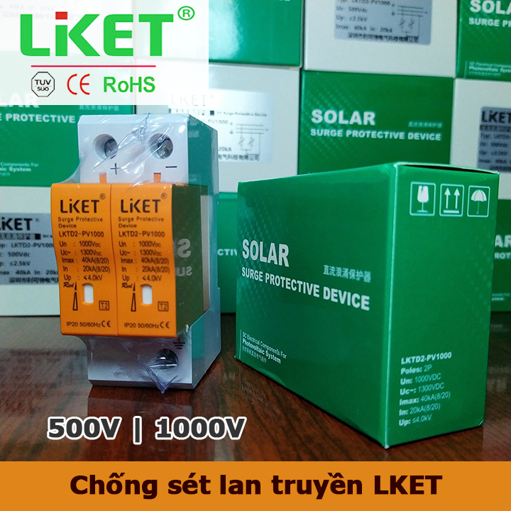 Chống set lan truyền DC LKET 500V 1000V SPD 2P chuyên dụng cho hệ thống điện năng lượng mặt trời