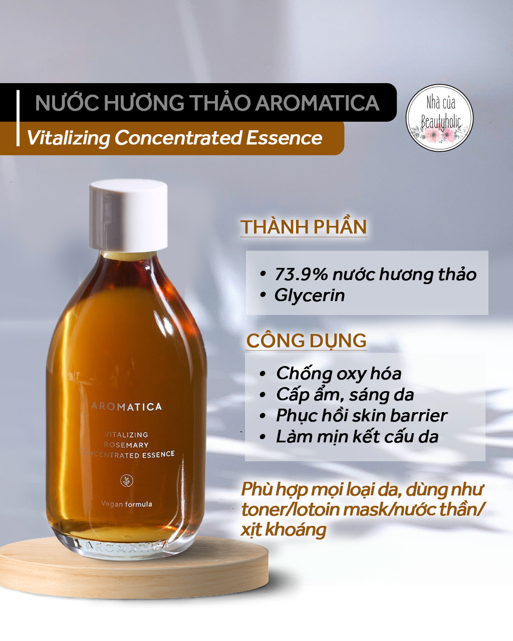 Nước dưỡng cô đặc aromatica vitalizing rosemary concentrated essence