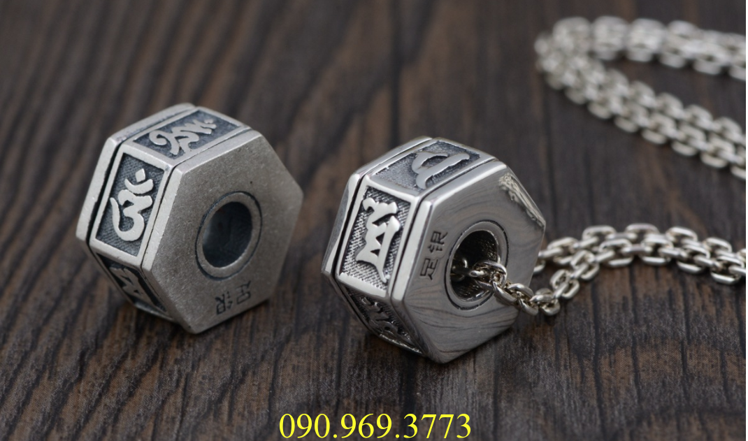 Mặt dây chuyền khắc om mani padme hum tây tạng - dc428
