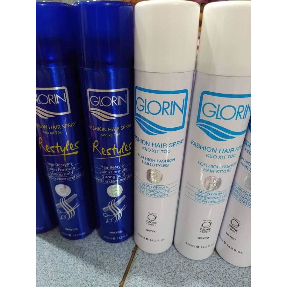 Keo xịt tóc mềm hoặc cứng Glorin 420ml