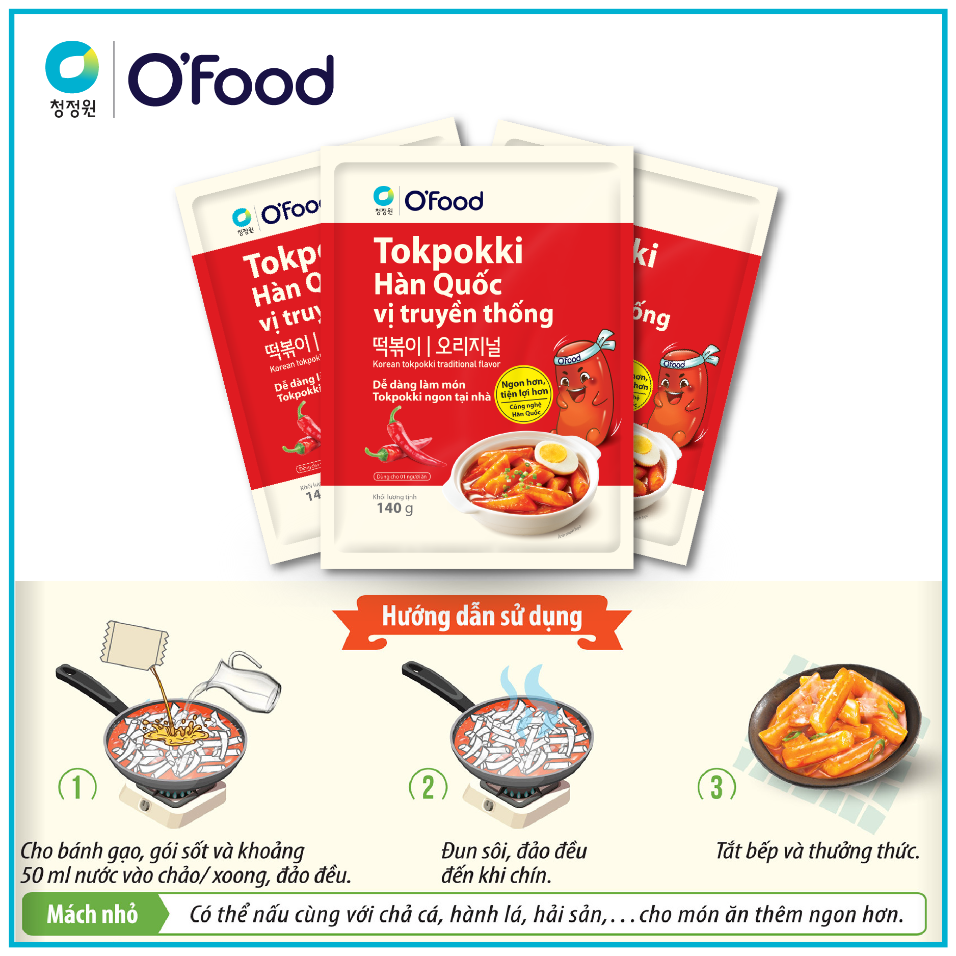 COMBO 5 gói tokbokki O’food 140g đủ 5…