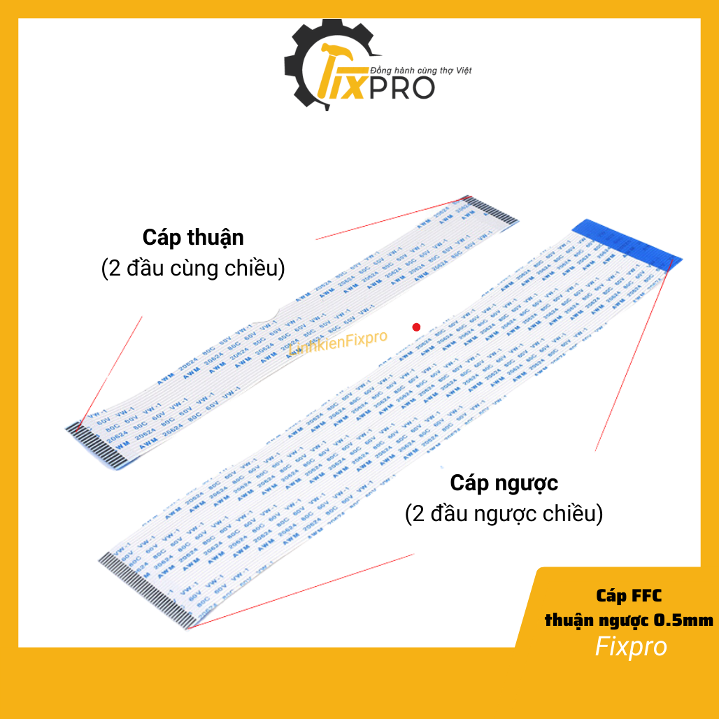 Ffc 10P-40P Straight Cable 0.5mm, 20cm Long - Fixpro