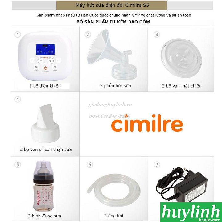 Máy hút sữa điện đôi Cimilre S5 - Made in Hàn Quốc