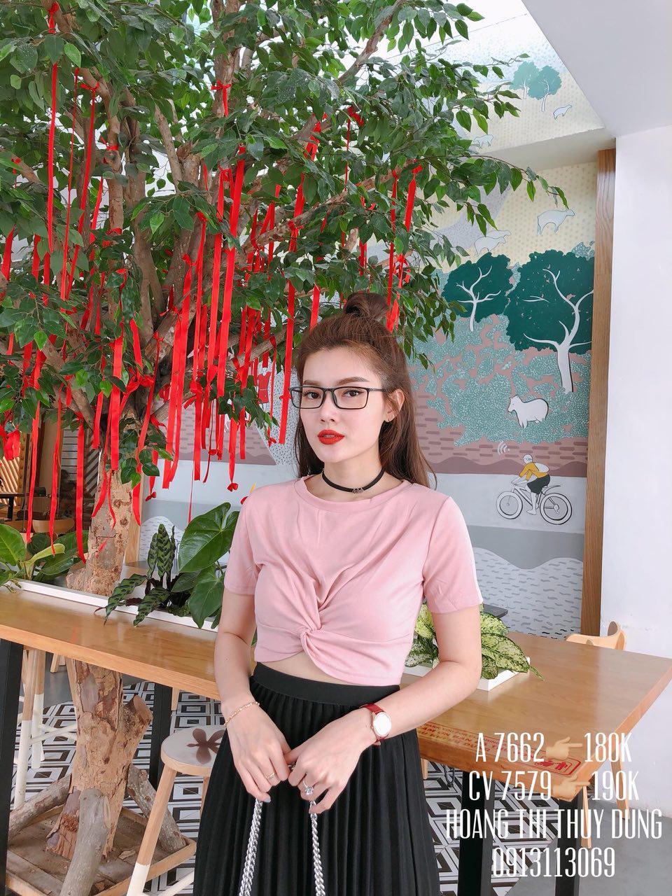 Áo xoắn eo tay ngắn, chất lụa đẹp mê 11435-2 ( MÀU ĐEN )