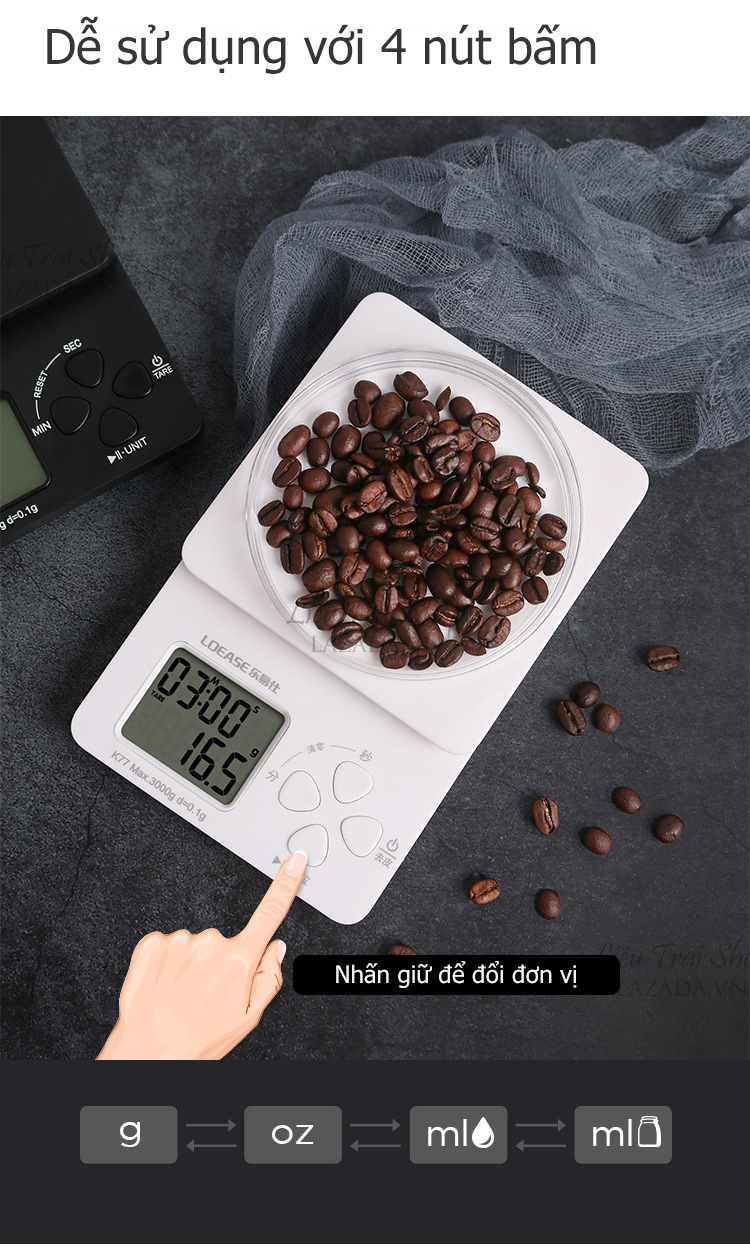 Cân cà phê coffee scale timer điện tử mini cân cà phê cân cafe cân drip pour over V60 cân nhà bếp cân làm bánh cân nội trợ