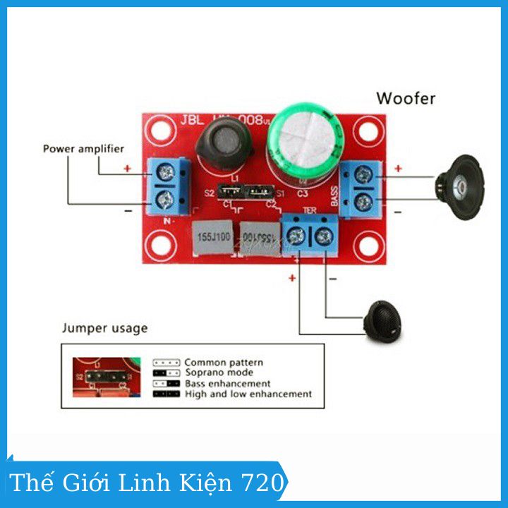 Module phân tần loa mini 2 kênh công suất 40W