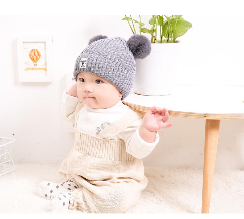 Mũ len hai quả bông siêu yêu cho bé(3-24 tháng)
