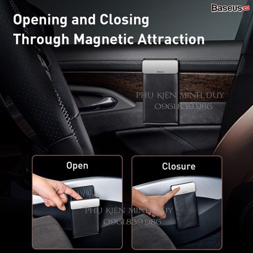 Túi xếp đa năng Baseus Magic Car Storage Rack (túi da PU siêu mềm mịn, nắp kim loại có nam châm)