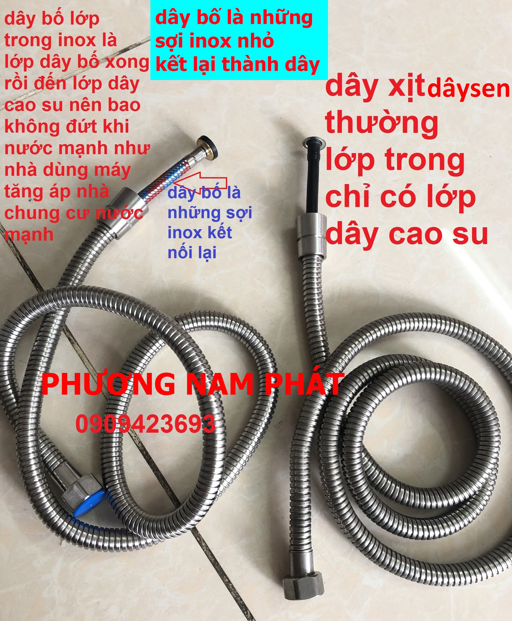 {dây bố 3 lớp} Dây dây sen tắm không bị đứt đặc biệt dành cho nhà nước mạnh dây sen 3 lớp lớp trong bằng những sợi inox 304 nhỏ kết lại thành sợi dây