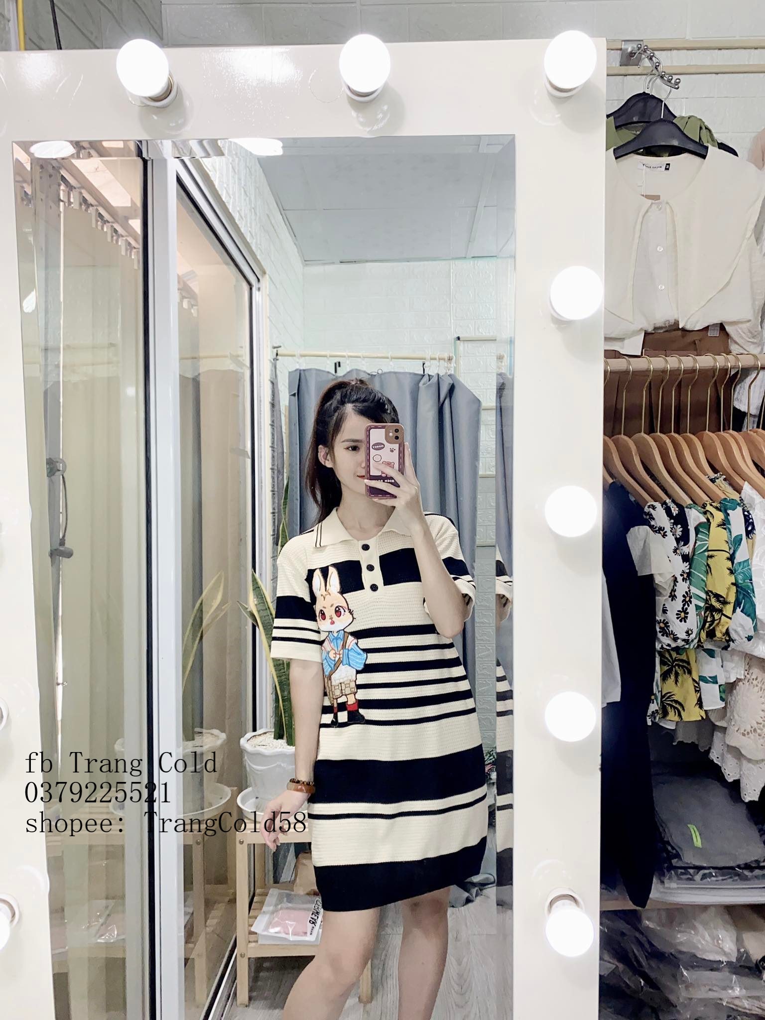 Váy len suông thêu thỏ hàng QC ( ảnh thật shop tự chụp )