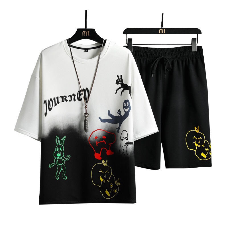 💥 CỰC ĐẸP 💥 Set đồ đùi, bộ mặc nhà nam nữ in loang màu 3D JOURNEY cực xịn chất thun mè mặc mát mẻ, đồ đôi S0